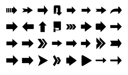 Big Black Arrow Icon Set for Web and UI Design Vector Pack