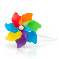 Colorful Pinwheel Toy on White Background, Vibrant Plaything