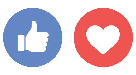Speech bubble with like and love icon vector in flat style, social media reaction sign symbols, perfect for messaging apps, social networks, user interface design