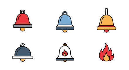 Fire Bell Line art creative modern color illustration © MD Eamon Shikder