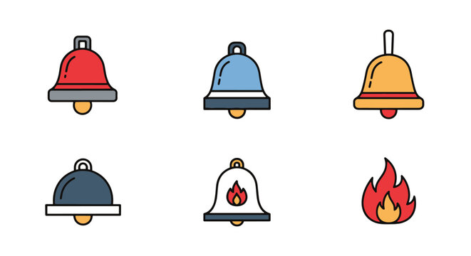 Fire Bell Line art creative modern color illustration