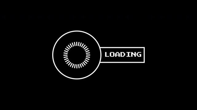 Loading data HUD on black background. Suitable for web design projects, technology presentations, and software developments.