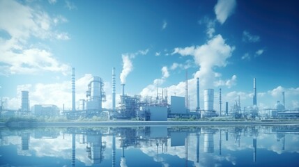 Obraz premium factory use clean energy, industrial, factory, pollution, technology, environment, energy, gas, chimney, plant, chemical, manufacturing, engineering, fuel, petrochemical