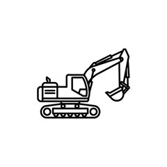 Construction Excavator Icon Illustration for Heavy Machinery and Industrial Equipment Design