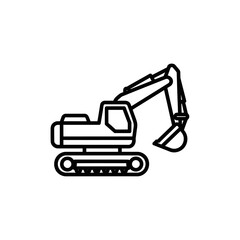 Construction Excavator Icon - Precise Machine Illustration for Engineering Projects