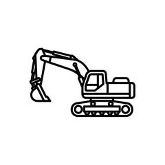 Construction Excavator Machinery Icon for Heavy Equipment and Industrial Projects