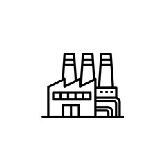Industrial Factory Building Illustration with Smoke Stacks and Structure