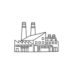 Obraz premium Industrial Factory Building with Chimneys and Modern Architecture in Urban Setting