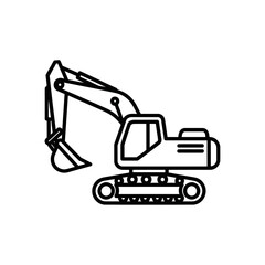 Minimalist Line Art Illustration of Construction Excavator for Industrial Design