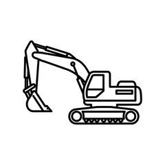 Minimalist Line Drawing of an Excavator Construction Machinery for Engineering Projects