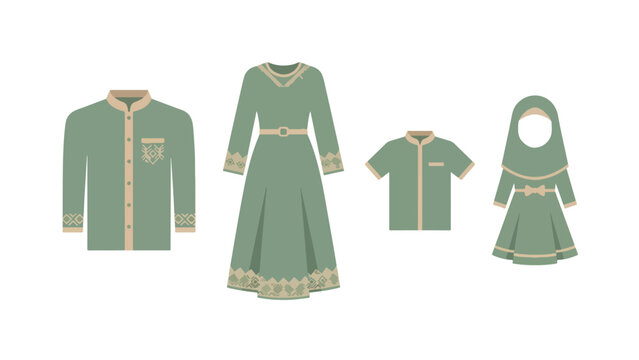 Sage Green Matching Family Sarimbit Eid Fashion Icon Set