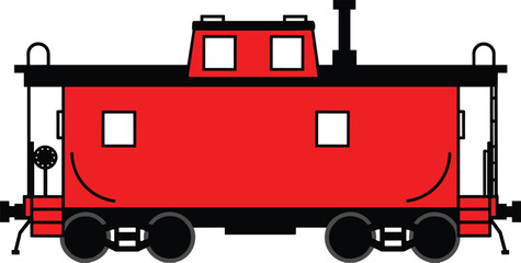 Red train locomotive illustration, vintage railway engine vector icon, transportation vehicle design, classic rail transport cartoon isolated on white background © Itz Marjia