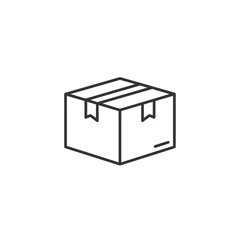 Minimalist Line Art of a Moving Cardboard Box for Packaging and Shipping Concepts