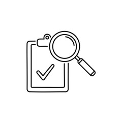 Magnifying Glass Over Clipboard with Checkmark for Quality Inspection
