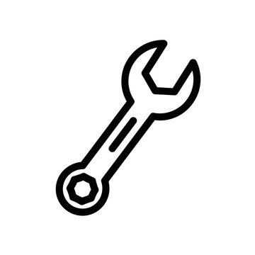 Minimalist Black and White Icon of a Wrench for Mechanical and Repair Concepts