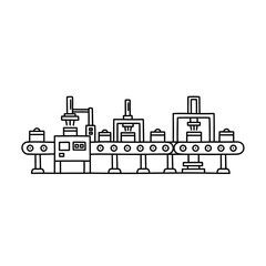 Obraz premium Minimalist Line Drawing of an Industrial Factory Production Line for Modern Manufacturing Concepts