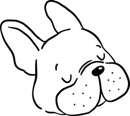 Fototapeta premium Relaxed Face French Bulldog outline Hand Drawn