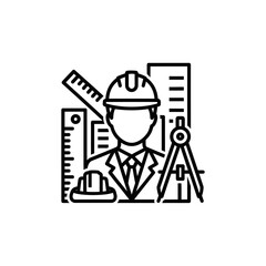 Architectural Engineer Workplace with Precision Tools and Design Plans