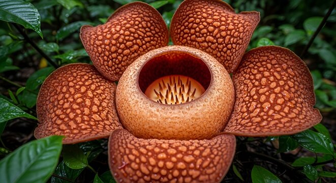 Bunga Rafflesia Arnoldii dalam Suasana Hutan yang Lembap