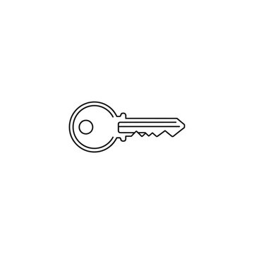 Minimalist Line Drawing of a Single Key on White Background