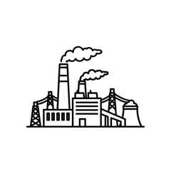Fototapeta premium Industrial Power Plant Emission with Smoke Stacks and Infrastructure Scene