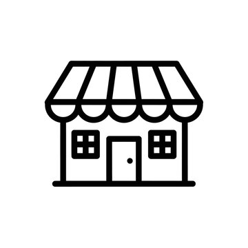 Simple Line Drawing of a Small Shop or Storefront with Canopy for Commercial Use