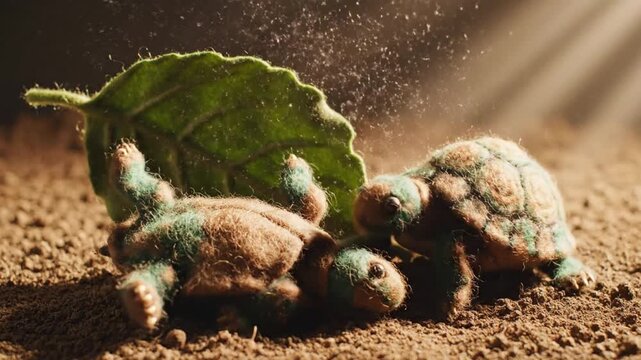 Turtles interacting in a lush environment ai generated imagery generative ai art nature scene close-up perspective