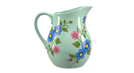 Pale Green Pitcher with Floral Design