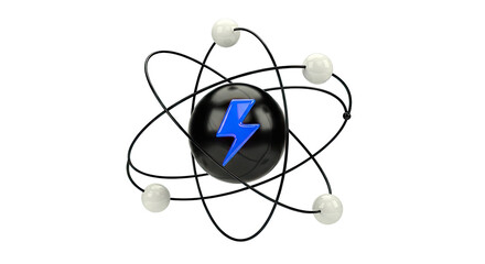 Atom with Blue Lightning Bolt Symbol