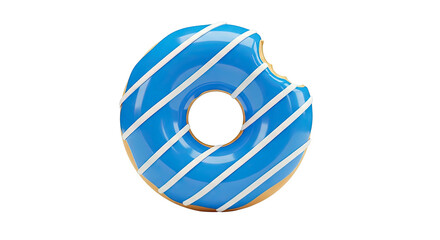Bitten Blue Frosted Donut with White Stripes