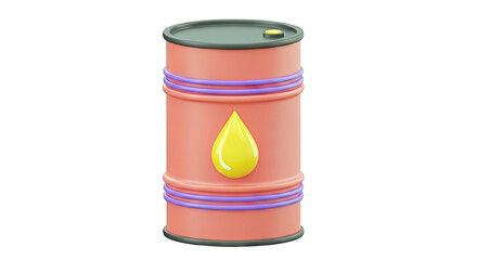 3D Render of a Red Oil Drum with a Yellow Drop Icon