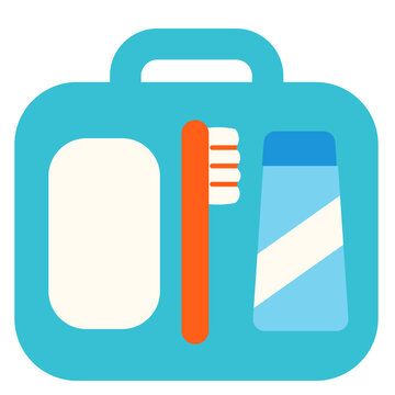 Blue dental care kit with toothbrush and toothpaste for school health education, student oral hygiene, campus wellness, and educational healthcare with flat design illustration style.