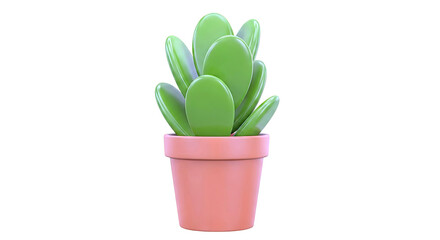 3D Render of a Cute Potted Succulent Plant