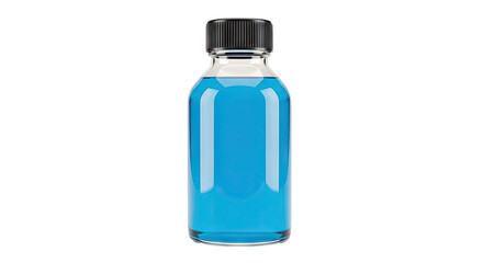 Blue Liquid in Clear Bottle with Black Cap