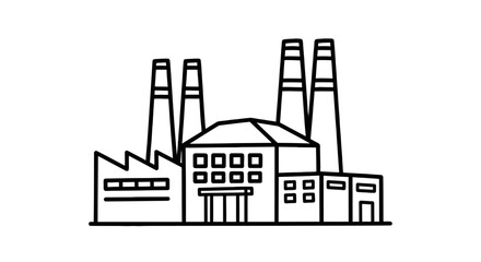 Naklejka premium Factory Building with Industrial Chimneys and Manufacturing Plants