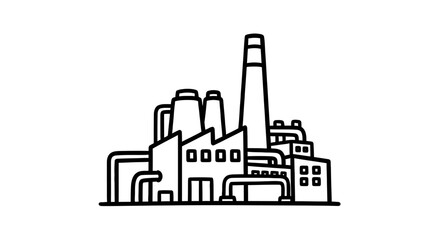 Fototapeta premium Illustration of an Industrial Factory with Manufacturing Buildings and Chimneys