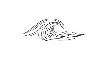 Obraz premium Minimalist Line Art of a Powerful Ocean Wave Illustration for Marine Themes
