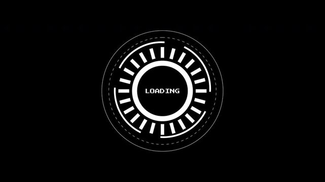 Loading data HUD on a black background. Suitable for web design, technology websites, software applications, digital projects.