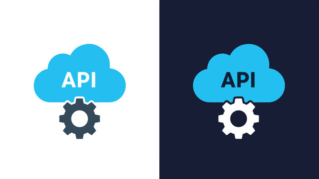 Api cloud icon set - Blue icon set - Modern style icon - Vector icon set - Glyph and solid icon set - Icon vector - Flat Design Icon - Stock illustration