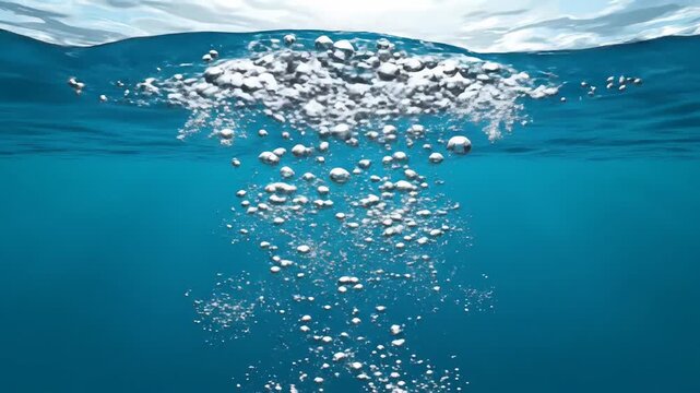 Underwater Bubbles Rising to the Surface, Creating Ripples on Water