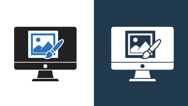 Graphic design icons - Blue icon set - Modern style icon - Vector icon set - Glyph and solid icon set - Icon vector - Flat Design Icon - Stock illustration