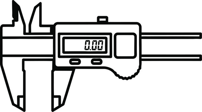 A digital vernier caliper measuring device with precise jaws and screen