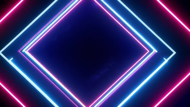 Vibrant neon light patterns forming a diamond shape against a dark background, creating a futuristic ambiance