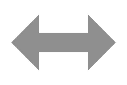 Double sided black arrow symbol pointing opposite directions isolated on transparent background