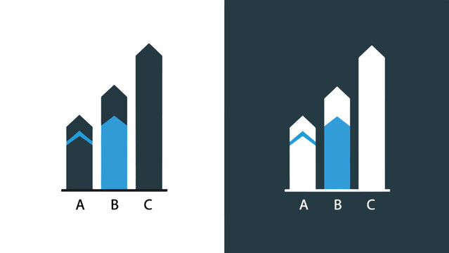 Bar chart icon set - Blue icon set - Modern style icon - Vector icon set - Glyph and solid icon set - Icon vector - Flat Design Icon - Stock illustration