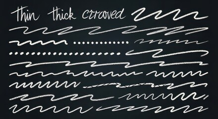 Hand-Drawn Chalk Lines - Thin, Thick, and Curved Variations.