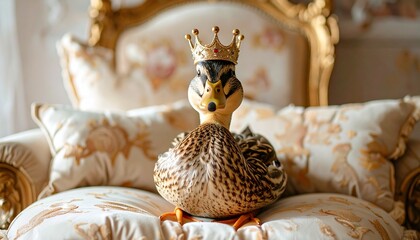 Duck Royalty - A Regal Mallard Adorned with a Golden Crown.