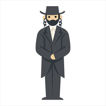 Orthodox jewish man wearing traditional black suit Vector