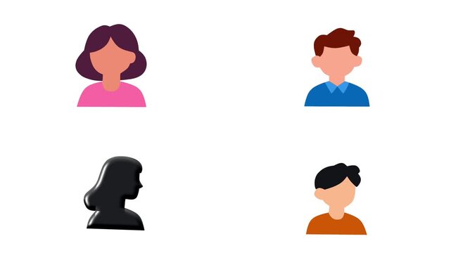 2D Animated User Avatar Collection for Profile Interface Design