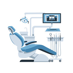 Obraz premium Modern Dental Chair with X-ray and Instruments - Vector Illustration